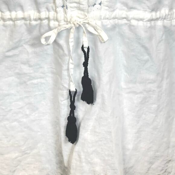 J. CREW White Embroidered Linen Beach Swimsuit Cover-Up Tunic Tassel Sz XXS - Picture 6 of 12